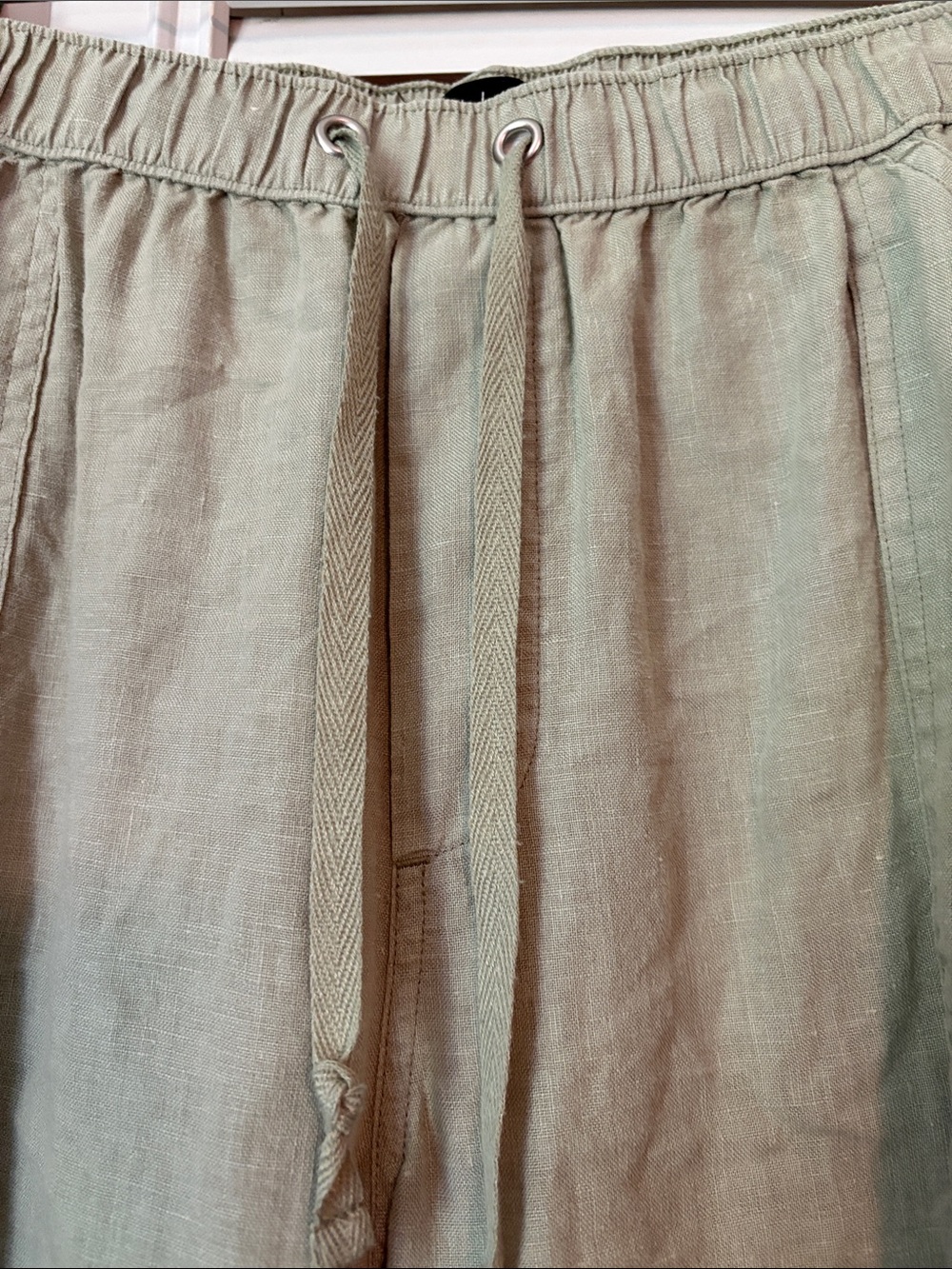 Nicole Miller 100% Linen Pale Sage Green Women’s Cargo Jogger Size L - Picture 5 of 10